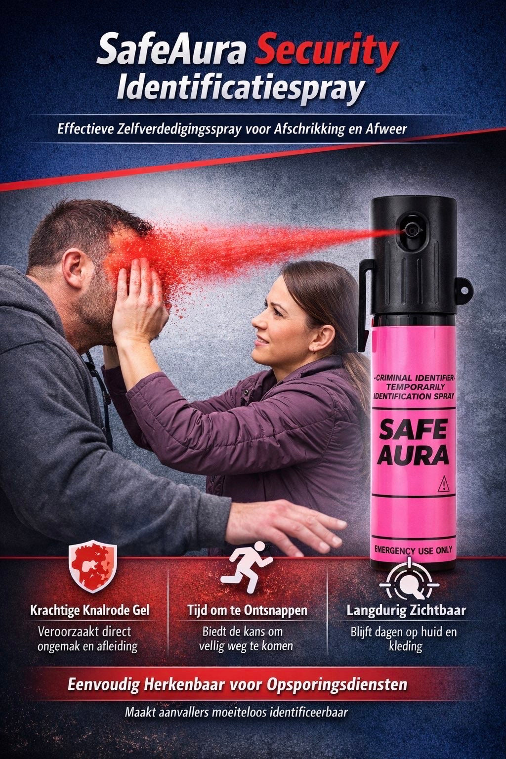 SafeAura Zelfverdediging Spray Identifier Spray women self defence